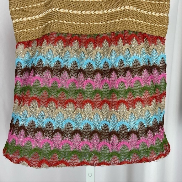 Wayan Natural Wear Linen Embroidered Boho Woven Tote HandBag Beach Hippie - Picture 3 of 12